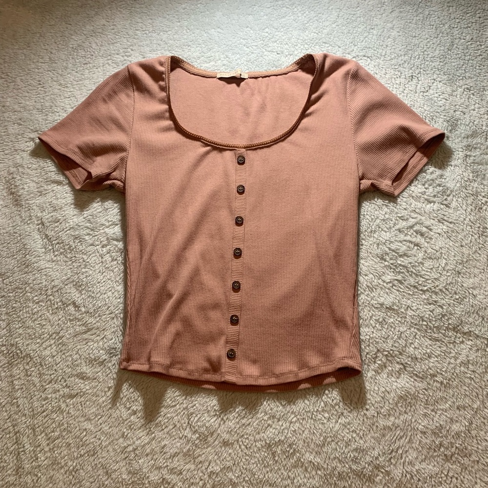 Light pink button tee shirt